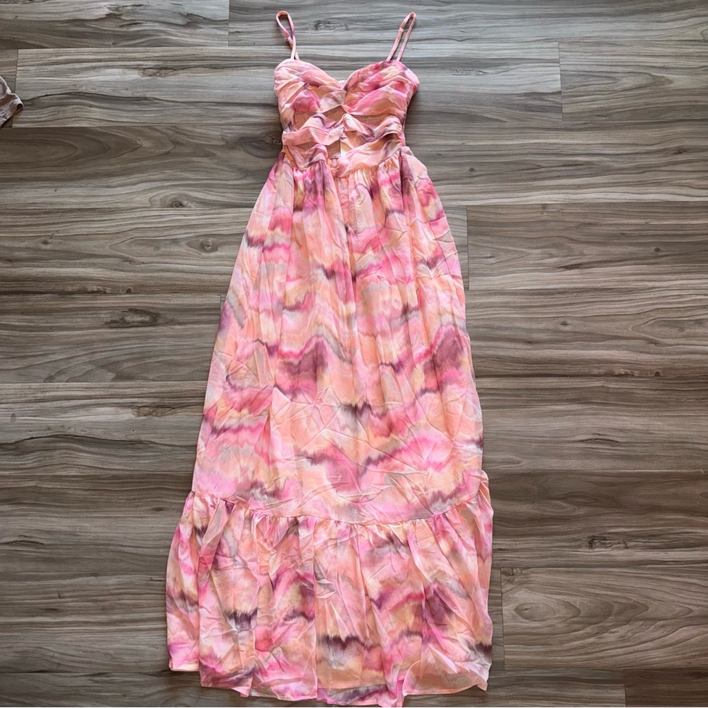 NanaMacs Pink and Cream Maxi Dress